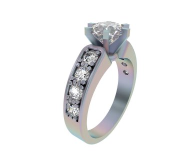 Engagement diamond ring isolated on white background. 3d rendering