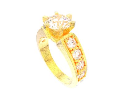 Engagement diamond ring isolated on white background. 3d rendering