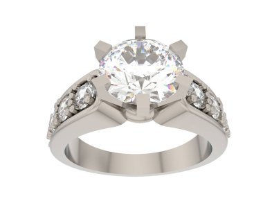 Engagement diamond ring isolated on white background. 3d rendering