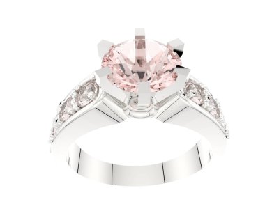 Engagement diamond ring isolated on white background. 3d rendering