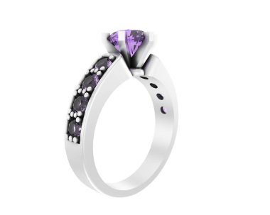 Engagement diamond ring isolated on white background. 3d rendering