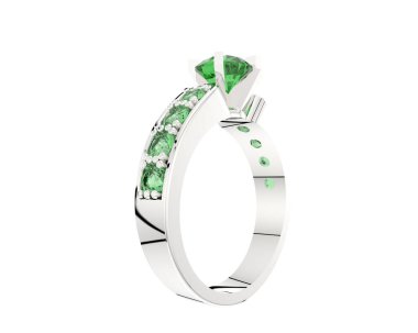 Engagement diamond ring isolated on white background. 3d rendering