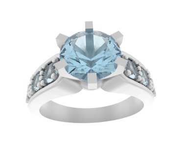 Engagement diamond ring isolated on white background. 3d rendering