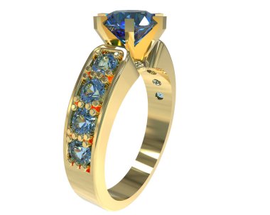 Engagement diamond ring isolated on white background. 3d rendering