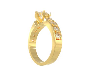 Engagement diamond ring isolated on white background. 3d rendering