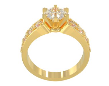 Engagement diamond ring isolated on white background. 3d rendering
