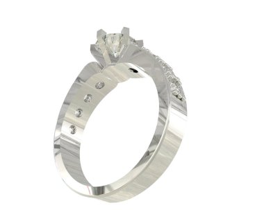 Engagement diamond ring isolated on white background. 3d rendering