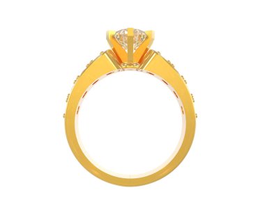 Engagement diamond ring isolated on white background. 3d rendering