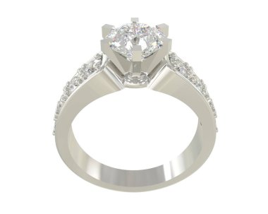 Engagement diamond ring isolated on white background. 3d rendering