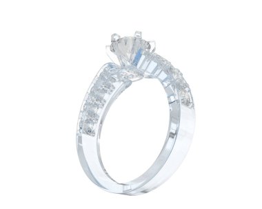 Engagement diamond ring isolated on white background. 3d rendering