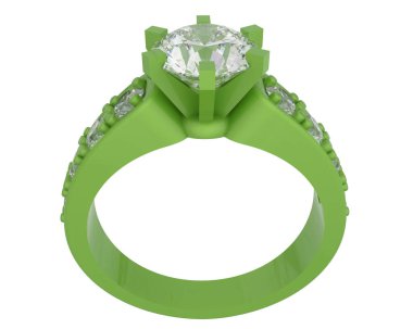 Engagement diamond ring isolated on white background. 3d rendering