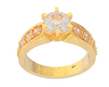 Engagement diamond ring isolated on white background. 3d rendering