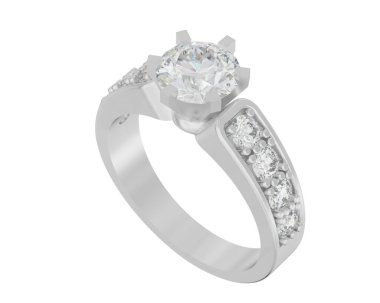 Engagement diamond ring isolated on white background. 3d rendering