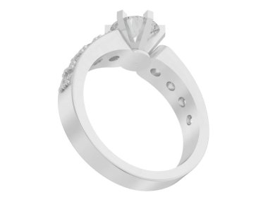 Engagement diamond ring isolated on white background. 3d rendering