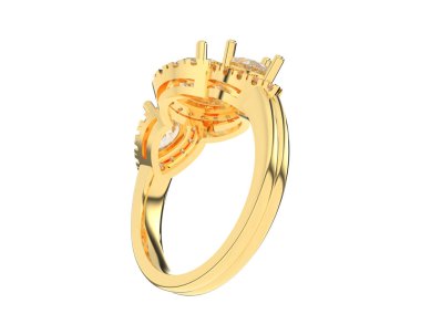 Engagement diamond ring isolated on white background. 3d rendering