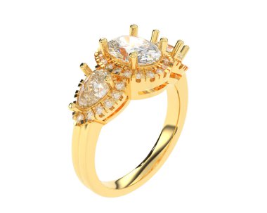 Engagement diamond ring isolated on white background. 3d rendering