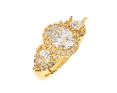 Engagement diamond ring isolated on white background. 3d rendering