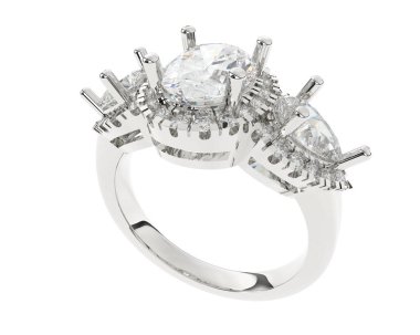 Engagement diamond ring isolated on white background. 3d rendering