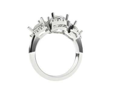 Engagement diamond ring isolated on white background. 3d rendering