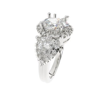 Engagement diamond ring isolated on white background. 3d rendering