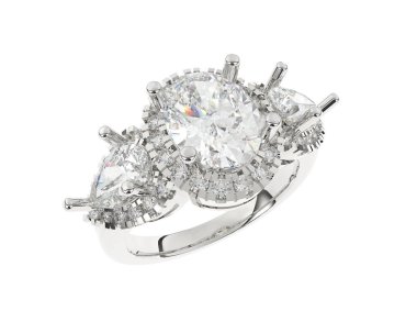 Engagement diamond ring isolated on white background. 3d rendering