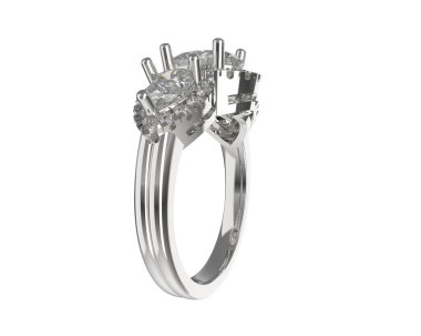 Engagement diamond ring isolated on white background. 3d rendering