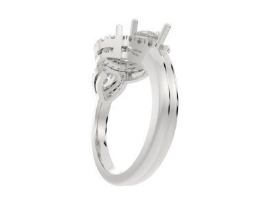 Engagement diamond ring isolated on white background. 3d rendering