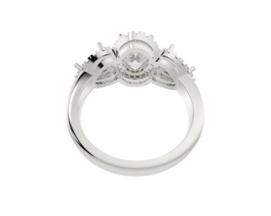 Engagement diamond ring isolated on white background. 3d rendering