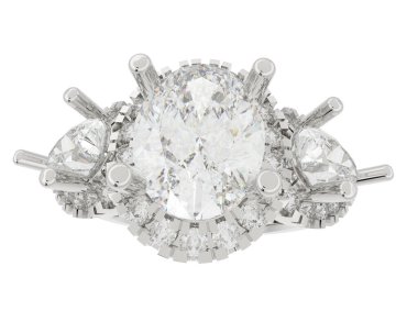 Engagement diamond ring isolated on white background. 3d rendering
