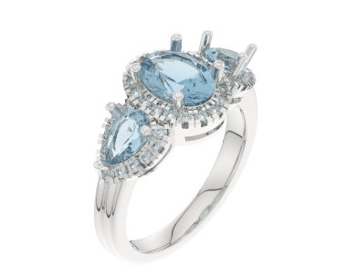 Engagement diamond ring isolated on white background. 3d rendering