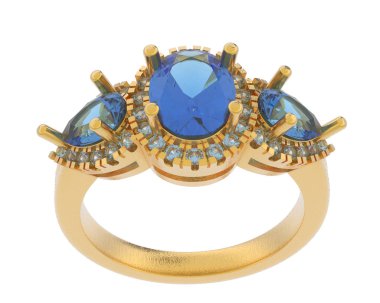 Engagement diamond ring isolated on white background. 3d rendering