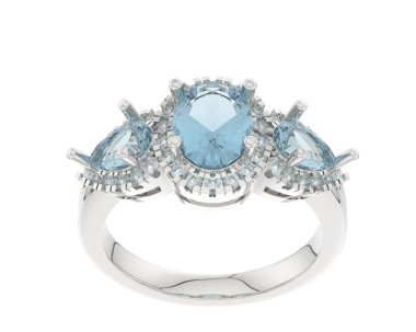 Engagement diamond ring isolated on white background. 3d rendering