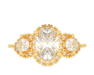 Engagement diamond ring isolated on white background. 3d rendering