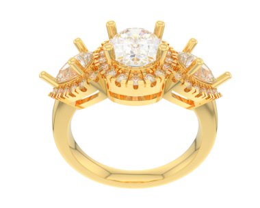 Engagement diamond ring isolated on white background. 3d rendering