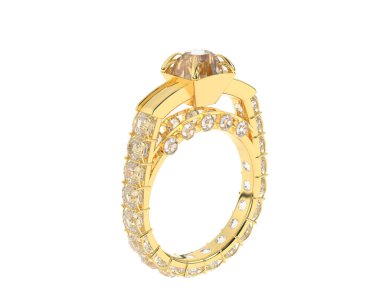 Engagement diamond ring isolated on white background. 3d rendering