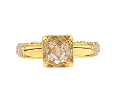 Engagement diamond ring isolated on white background. 3d rendering