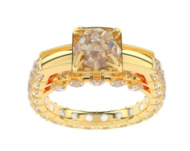 Engagement diamond ring isolated on white background. 3d rendering