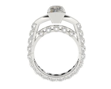 Engagement diamond ring isolated on white background. 3d rendering