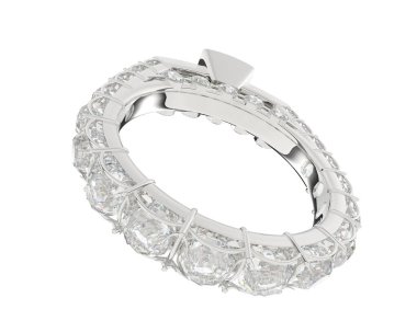 Engagement diamond ring isolated on white background. 3d rendering