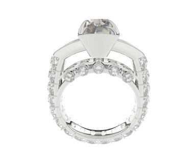 Engagement diamond ring isolated on white background. 3d rendering