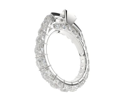 Engagement diamond ring isolated on white background. 3d rendering