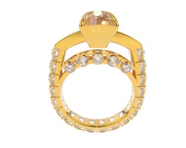 Engagement diamond ring isolated on white background. 3d rendering
