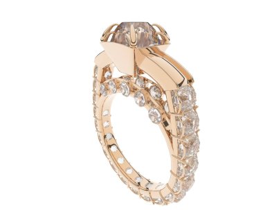 Engagement diamond ring isolated on white background. 3d rendering