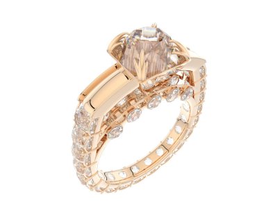 Engagement diamond ring isolated on white background. 3d rendering