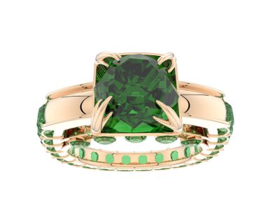 Engagement diamond ring isolated on white background. 3d rendering