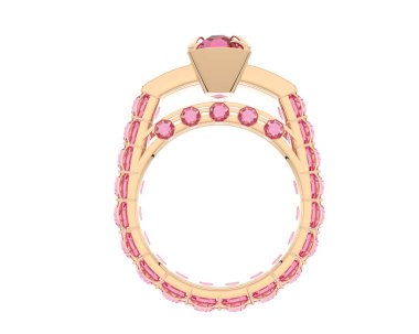 Engagement diamond ring isolated on white background. 3d rendering