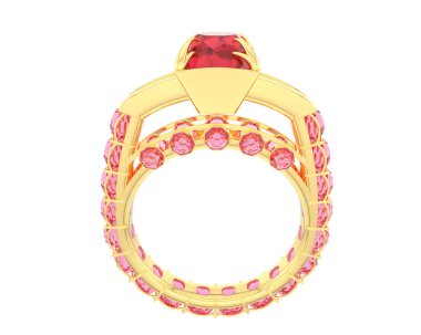 Engagement diamond ring isolated on white background. 3d rendering