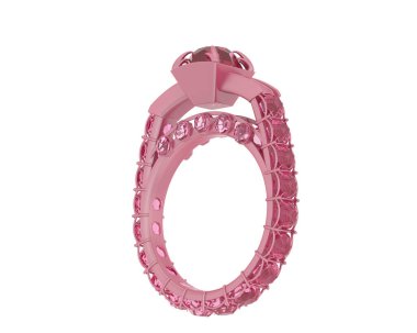 Engagement diamond ring isolated on white background. 3d rendering