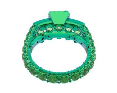 Engagement diamond ring isolated on white background. 3d rendering