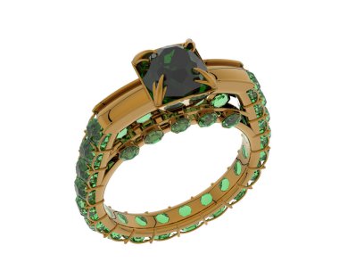 Engagement diamond ring isolated on white background. 3d rendering